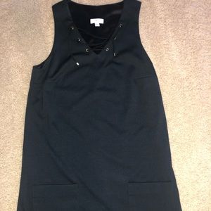 Black Lace Up Dress with Pockets